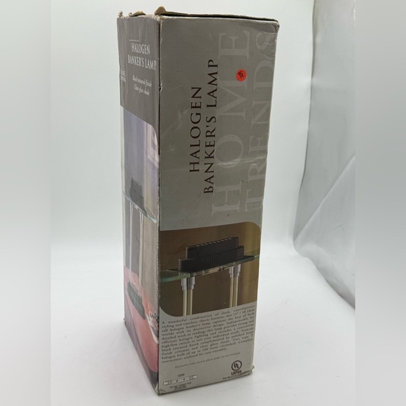 Banker's Lamp Halogen Vintage New in Box 15" Tall Black & Brass w Clear Shade. - Picture 4 of 4